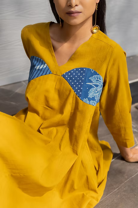 Bright Mustard Meen Panelled Dress