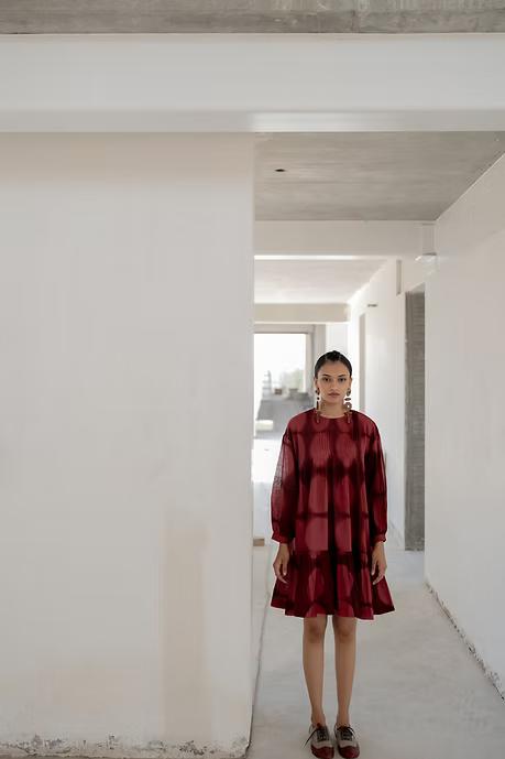 Maroon Circles Dress