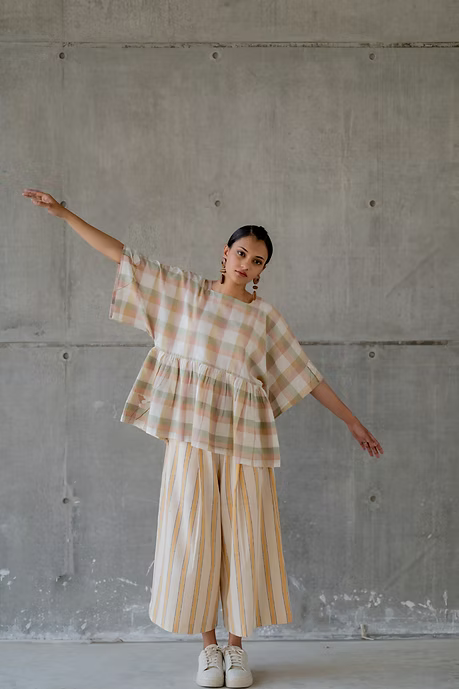 Pastel Checks Kimono Top