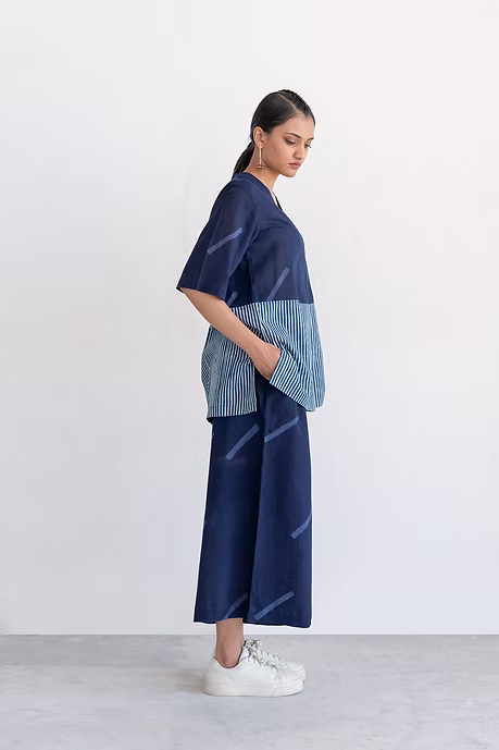 Indigo Slant line Co-ord