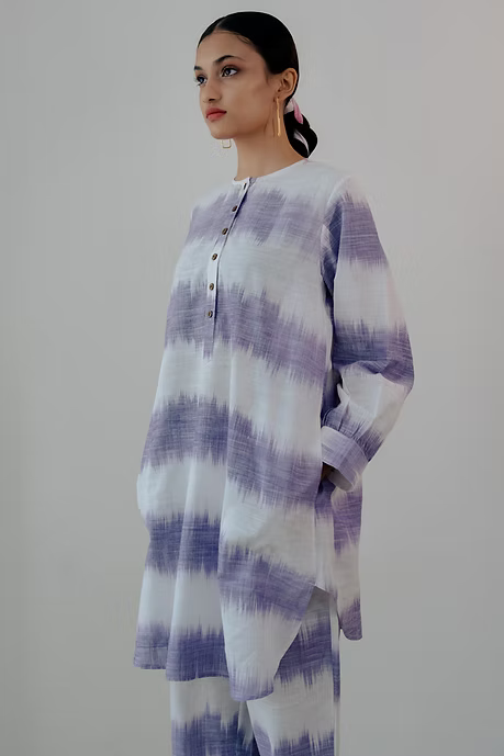 Purple ikat tunic and pants set