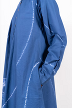 Indigo Neck Pleat Shibori Dress