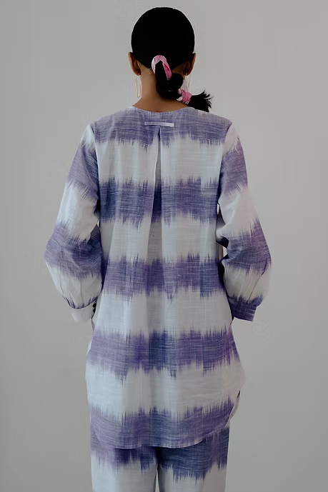 Purple ikat tunic and pants set