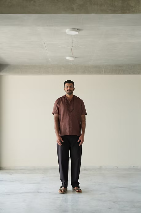 COFFEE NOTCH COLLAR MEN’S SHIRT