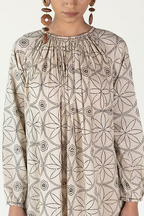 LOTUS NECK GATHER DRESS