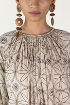 LOTUS NECK GATHER DRESS