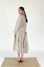 LOTUS NECK GATHER DRESS