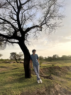 INDIGO JAIL STRIPE MEN’S NOTCH COLLAR SHIRT