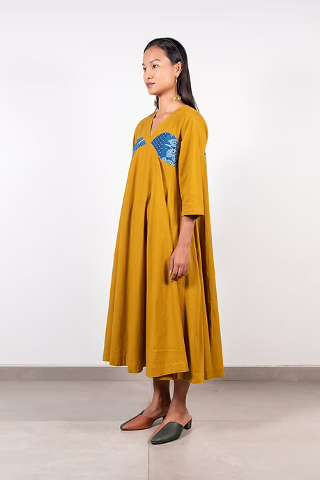 Bright Mustard Meen Panelled Dress