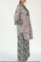 MUD PRINT HIGH LOW YOKE TOP WITH PALAZZO PANTS