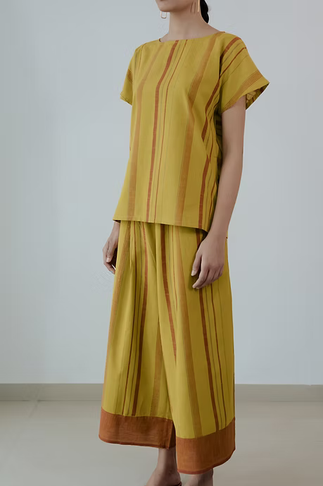 Mustard kimono top and culotte set