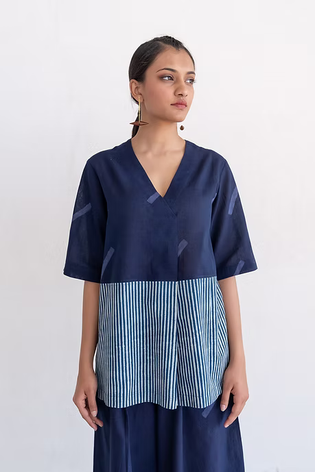 Indigo Slant line Co-ord
