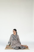 MUD PRINT HIGH LOW YOKE TOP WITH PALAZZO PANTS