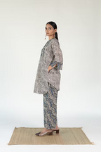 MUD PRINT HIGH LOW YOKE TOP WITH PALAZZO PANTS