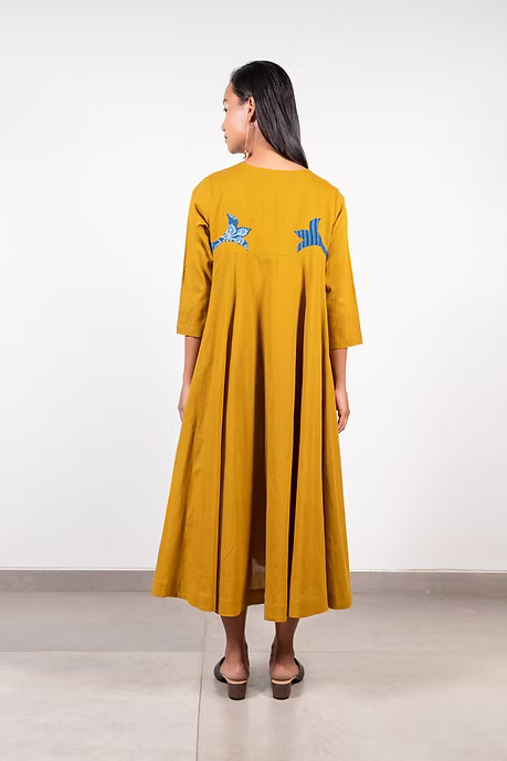 Bright Mustard Meen Panelled Dress