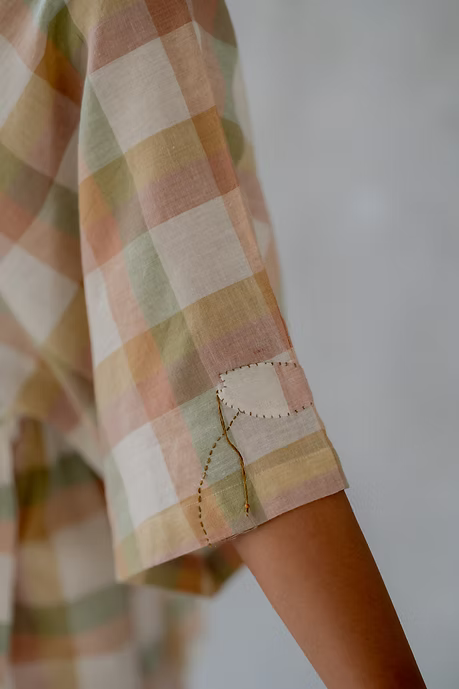 Pastel Checks Kimono Top