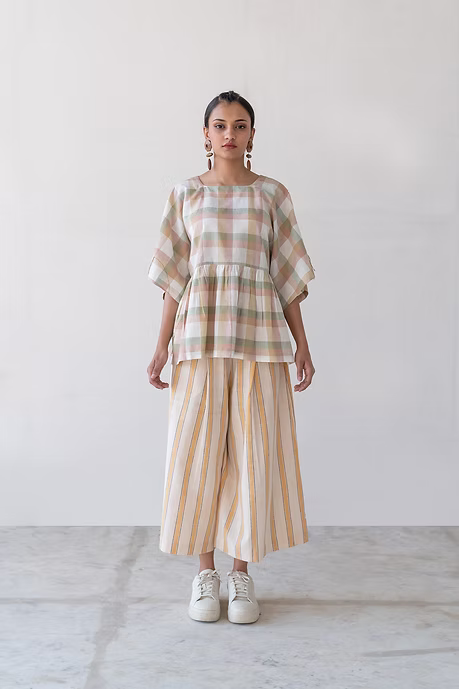 Pastel Checks Kimono Top