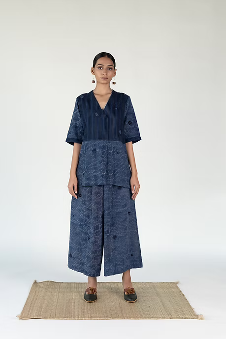 KALA COTTON INDIGO AERO STRIPE CULOTTE
