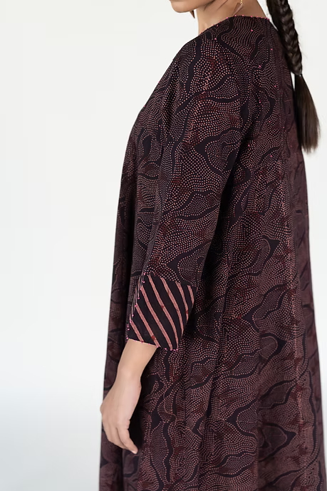 FLOW V NECK PANELLED LONG DRESS WITH PALAZZO PANTS