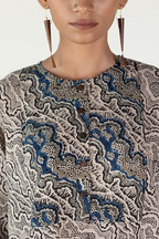 MUD PRINT HIGH LOW YOKE TOP WITH PALAZZO PANTS