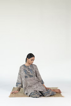 MUD PRINT HIGH LOW YOKE TOP WITH PALAZZO PANTS