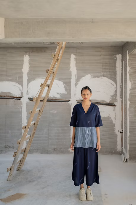 Indigo Slant line Co-ord