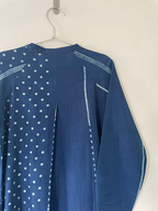 Indigo Neck Pleat Stripe Block Dress