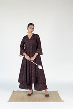 FLOW V NECK PANELLED LONG DRESS WITH PALAZZO PANTS