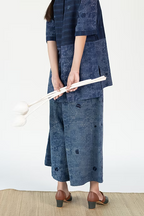 KALA COTTON INDIGO AERO STRIPE CULOTTE