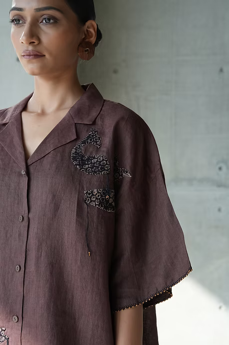 COFFEE NOTCH COLLAR WOMEN’S SHIRT