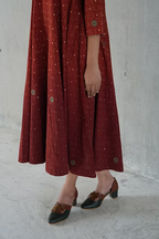 MAROON OMBRE TIPKI PANELLED DRESS