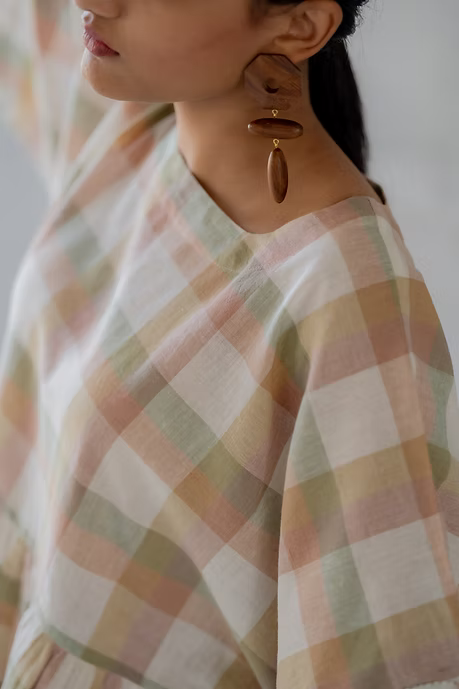 Pastel Checks Kimono Top
