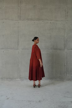 MAROON OMBRE TIPKI PANELLED DRESS