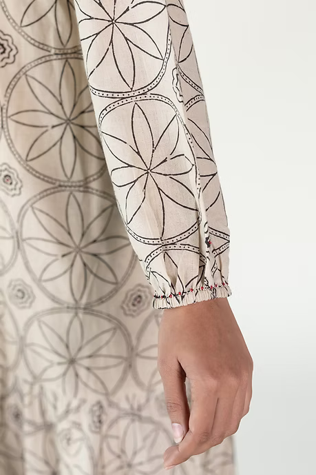LOTUS NECK GATHER DRESS